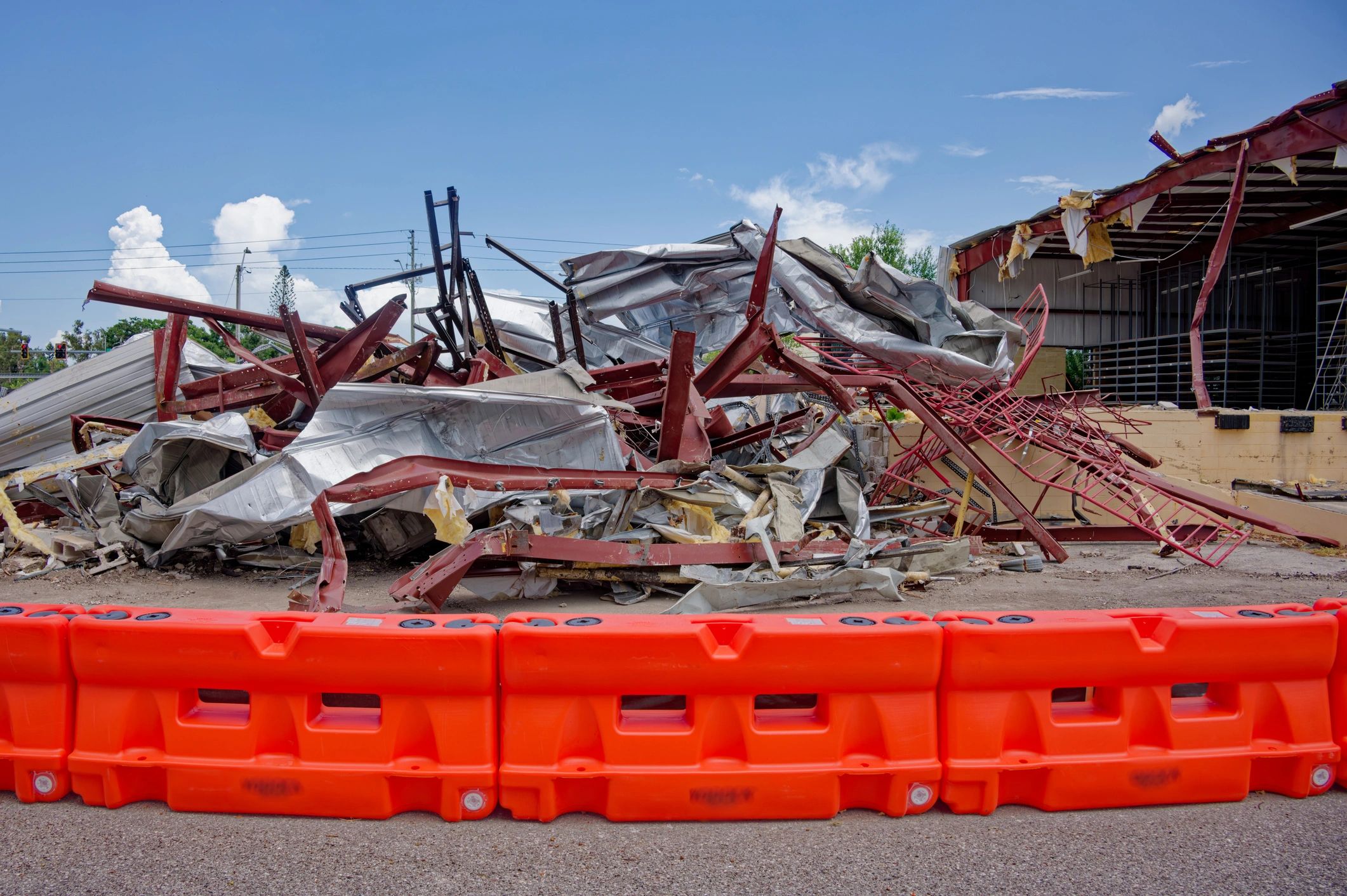 Construction debris awaiting responsible removal